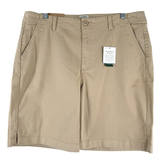 L.L. Bean Lakewashed Chino Bermuda Womens Shorts Size 16 Boulder NWT SS-1825 - Picture 1 of 10